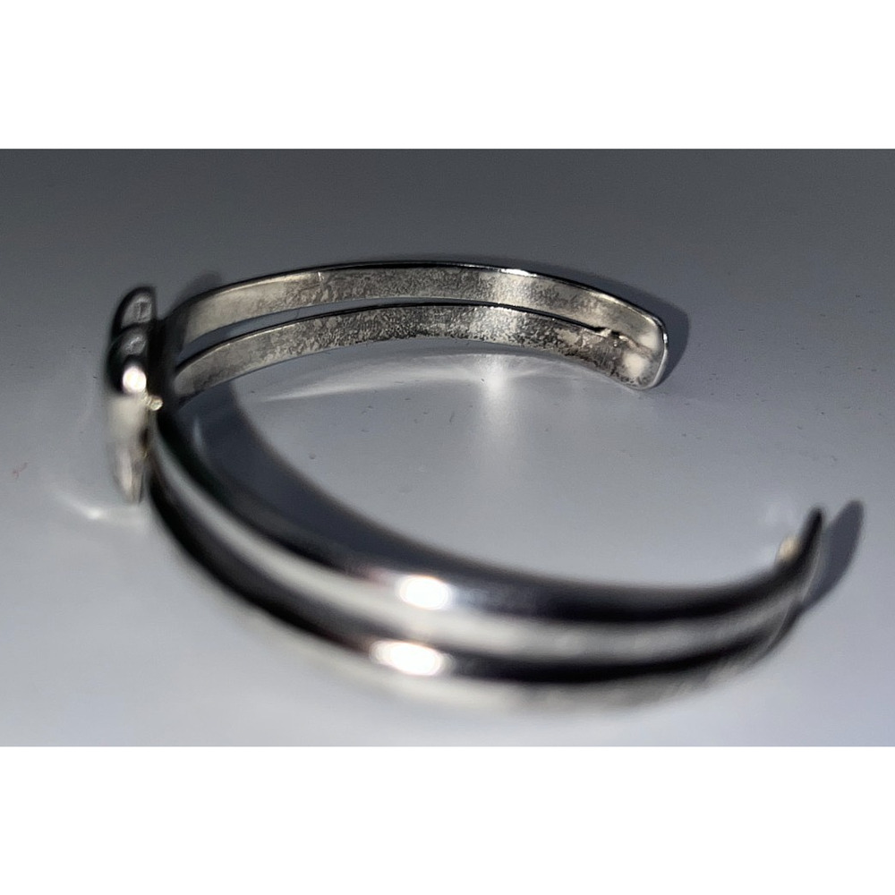 Vintage STERLING SILVER 925 Puffy Heart Love Gift Double Banded Cuff Bracelet - Picture 8 of 14